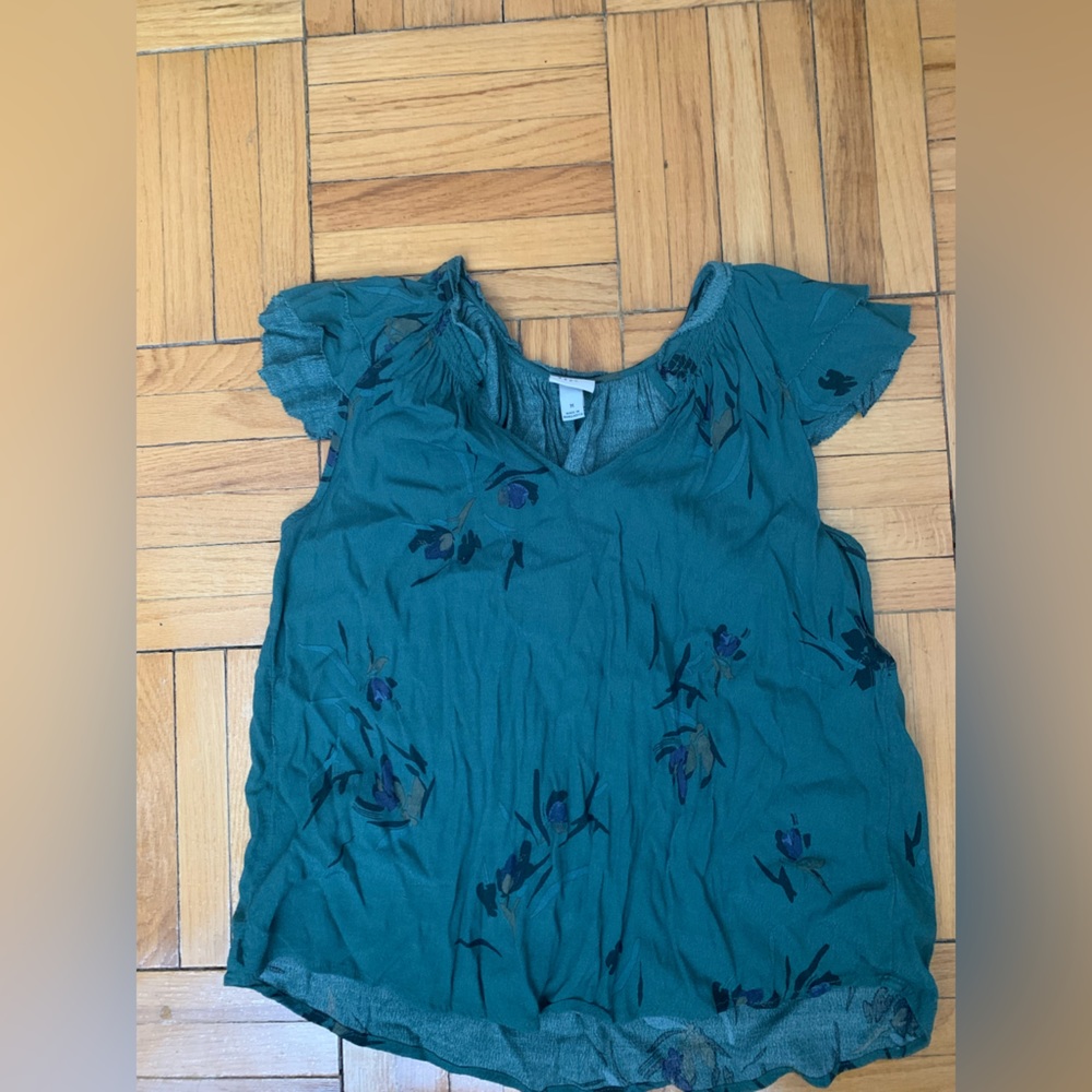 Turquoise floral blouse